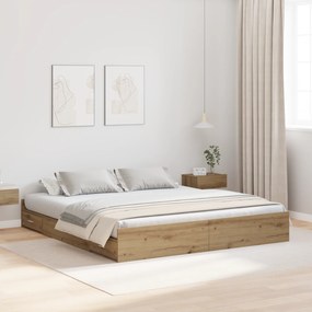vidaXL Κρεβάτι με αποθηκευτικό χώρο artisan δρυς 200 x 200 cm