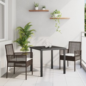 vidaXL Σετ Τραπεζαρίας 3 Τεμαχίων με Μαξιλάρια Καφέ Πολυροτάν