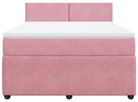 vidaXL Κρεβάτι Boxspring με Στρώμα Ροζ 140x190 εκ. Βελούδινο