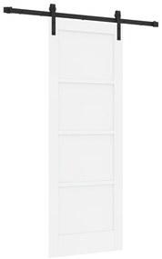 vidaXL Συρόμενη Πόρτα με Σετ Υλικών Λευκή 73.5 x 198.5 εκατοστά Συμπαγής Ξύλο Πεύκου