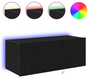 vidaXL Κάβας τηλεόρασης με LED φώτα Μαύρη Δρυς 80x35x31 εκ.