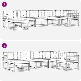 vidaXL Σειρά Καναπέ Εξωτερικού με μαξιλάρι 7 pcs Λευκό και Μπεζ