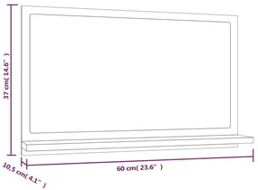 Καθρέφτης Μπάνιου Γκρι Sonoma 60x10,5x37 εκ. Επεξεργασμένο Ξύλο - Γκρι