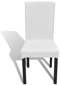 Κάλυμμα Καρέκλας Ελαστικό Ίσιο 6 τεμ. Λευκό - Λευκό