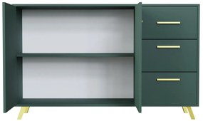 Σετ επίπλων Honolulu A108, 411x200x58cm, Πράσινο, Πλαστικοποιημένη μοριοσανίδα, Πόρτες ντουλάπας: Με μεντεσέδες, Καθρέφτης, Πόδια: Πλαστική ύλη