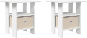 vidaXL Κομοδίνο 2 τμχ. Λευκό 41 x 40 x 45 εκ Επεξεργασμένο Ξύλο