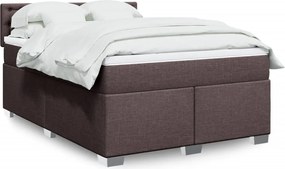 vidaXL Κρεβάτι Boxspring με Στρώμα Σκούρο Καφέ 140x200 εκ Υφασμάτινο