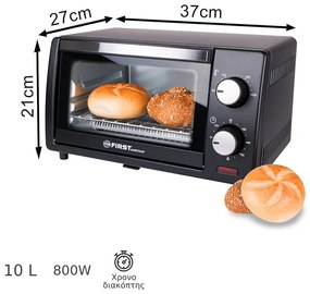 Φουρνάκι Χαλαζία Με Χρονοδιακόπτη 10lt 800W FIRST AUSTRIA FA-5041-2