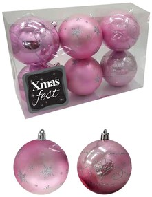 Μπάλες ντεκόρ ροζ πακ=6τεμ φ8cm Φ8cm Xmasfest 1132846 93-2826