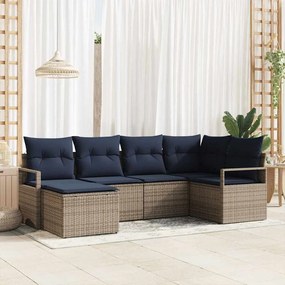 vidaXL Σετ Καναπέ με μαξιλάρι 6 pcs Γκρι συνθετικό ρατάν