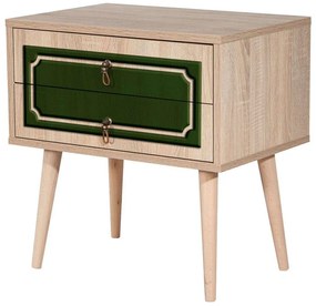 Κομοδίνο Two 869VEL3518 60x40x61cm Oak-Green