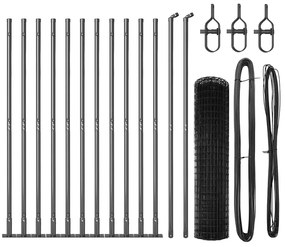 vidaXL Τεντώτο με στήριγμα Γκρι 1 x 25 m Χάλυβας και PVC