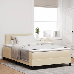 vidaXL Κρεβάτι Box Spring με Στρώμα & LED Κρέμ 120x200 cm Ύφασμα