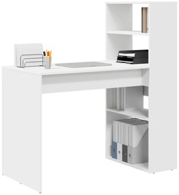 vidaXL Γραφείο  με Αποθήκευση Λευκό 113x54x120 εκ. Επεξεργασμένο Ξύλο