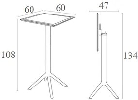 SKY TAUPE BAR 60Χ60Χ108εκ.ΠΤΥΣ/ΝΟ ΤΡΑΠ. ΠΟΛ/ΝΙΟΥ