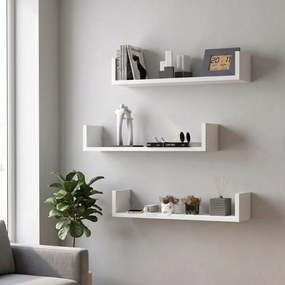 Ραφιέρα τοίχου Dark Megapap 3 τεμαχίων χρώμα λευκό 60x15x12εκ.