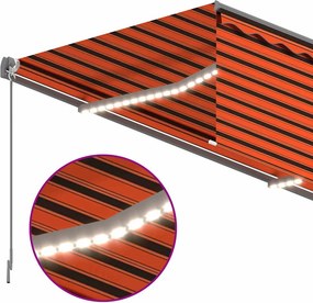 vidaXL Χειροκίνητη τέντα με ηλιακό LED 4,5 x 3 m