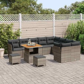 vidaXL Σετ Καναπέ Κήπου με μαξιλάρι 12 pcs Γκρι 80 x 80 x 71 cm