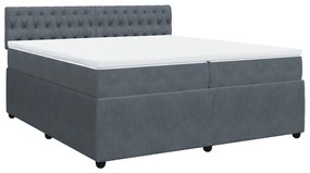 vidaXL Κρεβάτι Boxspring με Στρώμα Σκούρο Γκρι 200x200 εκ. Βελούδινο