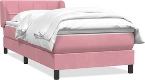 vidaXL Κρεβάτι Boxspring με Στρώμα Ροζ 80x220 εκ. Βελούδινο