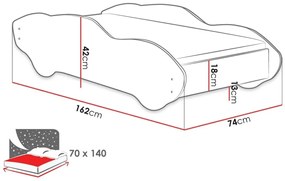 Κρεβάτι Renton 101, Μονόκλινο, Κόκκινο, 70x140, Πλαστικοποιημένη μοριοσανίδα, Τάβλες για Κρεβάτι, 74x162x42cm