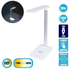 Επιτραπέζιο Φωτιστικό Γραφείου Led Μέταλλο Wasp H51 Φ27 Globostar-76532-Λευκό 76532