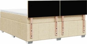 vidaXL Κρεβάτι Boxspring με Στρώμα Κρεμ 200x200 εκ. Υφασμάτινο