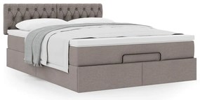 vidaXL Οθωμανικό κρεβάτι με στρώμα Taupe 140x200cm ύφασμα