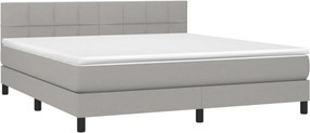 vidaXL Κρεβάτι Boxspring με Στρώμα &amp; LED Αν.Γκρι 160x200 εκ Υφασμάτινο