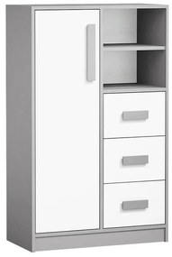 Σιφονιέρα Akron H100, Άσπρο, Ανθρακί, Γκρι, Με συρτάρια και ντουλάπια, Αριθμός συρταριών: 3, 132x80x40cm, 49 kg, Ξύλο: Δρυς | Epipla1.gr
