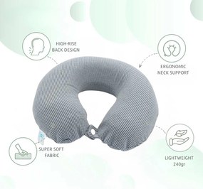 Μαξιλαράκι Ταξιδίου Memory Foam Σχήμα Πέταλο - Γκρι