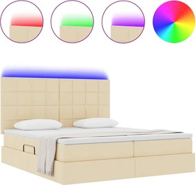 vidaXL LED Κρεβάτι αποθήκευσης με στρώμα Κρέμ 180 x 200 cm Ύφασμα