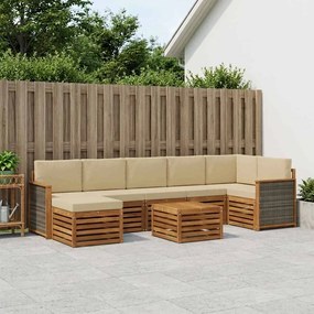 vidaXL Σειρά Καναπέ Εξωτερικού με μαξιλάρι 7 pcs Φυσικό