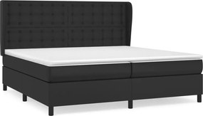 vidaXL Κρεβάτι Boxspring με Στρώμα Μαύρο 200x200 εκ. Συνθετικό Δέρμα