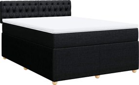 vidaXL Κρεβάτι Boxspring με Στρώμα Μαύρο 140x200 εκ. Υφασμάτινο