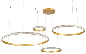 Φωτιστικό Οροφής Diamond Tetra 61149 Led 150W Φ25+40+60+80cm Gold Matt GloboStar Αλουμίνιο