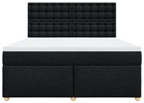 vidaXL Κρεβάτι Boxspring με Στρώμα Μαύρο 180x200 εκ. Υφασμάτινο