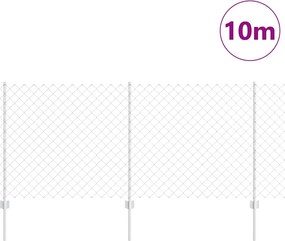 vidaXL Φράχτης αλυσίδας με στήλη 10 x 1 m Γαλβανισμένος Χάλυβας Ασημί