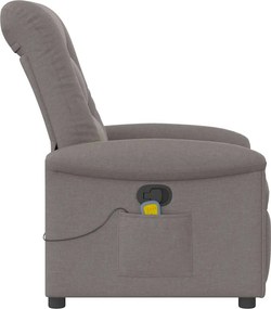 vidaXL Πολυθρόνα Μασάζ Ανακλινόμενη Taupe Υφασμάτινη