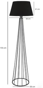 Φωτιστικό δαπέδου Firdo II Ε27 ύφασμα-μέταλλο μαύρο Φ38x121εκ 38x38x121 εκ.