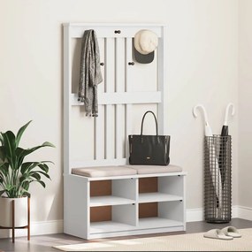 vidaXL Δέντρο χωλ SANDNES Λευκό 87x40x159,5 εκ. Πεύκο μασίφ ξύλο