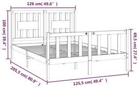 Πλαίσιο Κρεβατιού με Κεφαλάρι Μαύρο 120x200εκ Μασίφ Ξύλο Πεύκου - Μαύρο