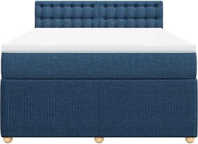 vidaXL Κρεβάτι Boxspring με Στρώμα Μπλε 140x200 εκ. Υφασμάτινο