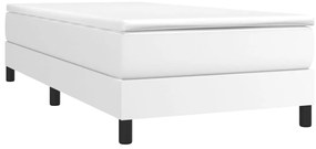 vidaXL Κρεβάτι Boxspring με Στρώμα Λευκό 90x190εκ. από Συνθετικό Δέρμα