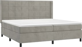 vidaXL Κρεβάτι Boxspring με Στρώμα Ανοιχτό Γκρι 200x200 εκ. Βελούδινο