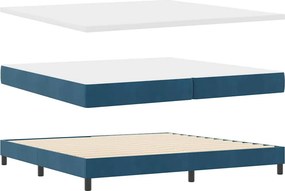 vidaXL LED Κρεβάτι με βάθρο Σκούρο Μπλε 200 x 200 cm Βελούδο