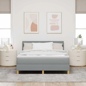 vidaXL Κρεβάτι box spring με στρώμα Ανοιχτό γκρι 140 x 200 cm ύφασμα