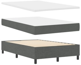vidaXL Κρεβάτι Box Spring με Στρώμα & Πάγκο Σκούρος Γκρι 120x190 εκ Ύφασμα