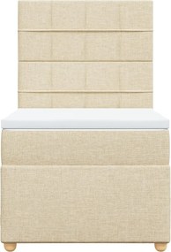 vidaXL Κρεβάτι Boxspring με Στρώμα Κρεμ 90x190 εκ.Υφασμάτινο