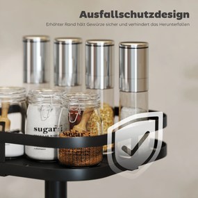 Περιστρεφόμενο ράφι μπαχαρικών, 2 επιπέδων, βεντούζες, μέταλλο, μαύρο